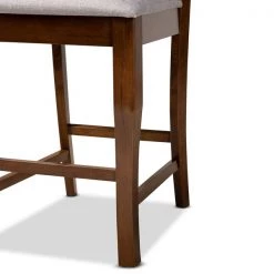 Baxton Studio Nisa Modern and Contemporary Grey Fabric and Walnut Brown Finished Wood 2-Piece Counter Stool Set -Kitchen & Dining Furniture Sales Store Wholesale20Interiors20Inc 9889xx5xx4ec590