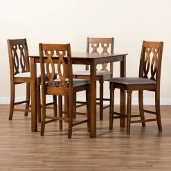 Baxton Studio Darcie Modern and Contemporary Grey Fabric and Walnut Brown Finished Wood 5-Piece Pub Set -Kitchen & Dining Furniture Sales Store Wholesale20Interiors20Inc 9892xx10903xx8xxa4f390