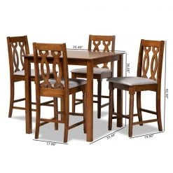 Baxton Studio Darcie Modern and Contemporary Grey Fabric and Walnut Brown Finished Wood 5-Piece Pub Set -Kitchen & Dining Furniture Sales Store Wholesale20Interiors20Inc 9892xx10903xx9xx08617f