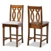 Baxton Studio Darcie Modern and Contemporary Grey Fabric and Walnut Brown Finished Wood 2-Piece Counter Stool Set