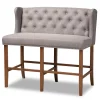 Baxton Studio Alira Grey Upholstered Walnut Wood Button Tufted Bar Stool Bench -Kitchen & Dining Furniture Sales Store Wholesale20Interiors20Inc 9948xx1