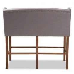 Baxton Studio Alira Grey Upholstered Walnut Wood Button Tufted Bar Stool Bench -Kitchen & Dining Furniture Sales Store Wholesale20Interiors20Inc 9948xx4