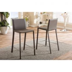 Baxton Studio Crawford Modern Taupe Leather Upholstered Counter Height Stool, PK2 -Kitchen & Dining Furniture Sales Store Wholesale20Interiors20Inc ALCxx1822Axx65xxTaupexx4