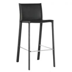 Baxton Studio Crawford Black Leather Bar Stool, PK2