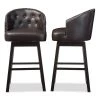 Baxton Studio Brown Faux Leather Tufted Swivel Barstool with Nail heads Trim, PK2