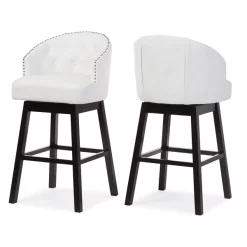 Baxton Studio White Faux Leather Tufted Swivel Barstool with Nail heads Trim, PK2 -Kitchen & Dining Furniture Sales Store Wholesale20Interiors20Inc BBT5210A1xxBSxxWhitexx3
