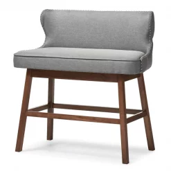 Baxton Studio Gradisca Grey Button-tufted Upholstered Bar Bench Banquette -Kitchen & Dining Furniture Sales Store Wholesale20Interiors20Inc BBT5218xxGreyxx20Benchxx2