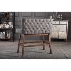 Baxton Studio Gradisca Grey Button-tufted Upholstered Bar Bench Banquette -Kitchen & Dining Furniture Sales Store Wholesale20Interiors20Inc BBT5218xxGreyxx20Benchxx6