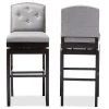 Baxton Studio Ginaro Grey Button-tufted Upholstered Swivel Bar Stool, PK2
