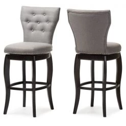 Baxton Studio Leonice Grey Upholstered Button-tufted 29-Inch Swivel Bar Stool -Kitchen & Dining Furniture Sales Store Wholesale20Interiors20Inc BBT5222xxGreyxx2