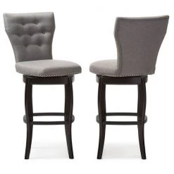 Baxton Studio Leonice Grey Upholstered Button-tufted 29-Inch Swivel Bar Stool -Kitchen & Dining Furniture Sales Store Wholesale20Interiors20Inc BBT5222xxGreyxx3
