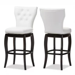 Baxton Studio Leonice White Upholstered Button-tufted 29-Inch Swivel Bar Stool -Kitchen & Dining Furniture Sales Store Wholesale20Interiors20Inc BBT5222xxWhitexx2