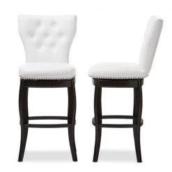 Baxton Studio Leonice White Upholstered Button-tufted 29-Inch Swivel Bar Stool -Kitchen & Dining Furniture Sales Store Wholesale20Interiors20Inc BBT5222xxWhitexx4