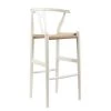 Baxton Studio Mid-Century Modern Wishbone Stool - White Wood Y Stool -Kitchen & Dining Furniture Sales Store Wholesale20Interiors20Inc BSxx541AxxWhite