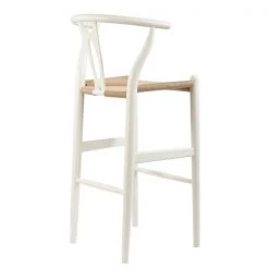 Baxton Studio Mid-Century Modern Wishbone Stool - White Wood Y Stool -Kitchen & Dining Furniture Sales Store Wholesale20Interiors20Inc BSxx541AxxWhite3