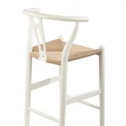 Baxton Studio Mid-Century Modern Wishbone Stool - White Wood Y Stool -Kitchen & Dining Furniture Sales Store Wholesale20Interiors20Inc BSxx541AxxWhite4