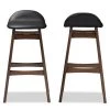Baxton Studio Bloom Black Upholstered Walnut Finishing 30-Inches Bar Stool, PK2