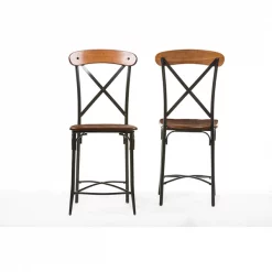 Baxton Studio Broxburn Light Brown Wood & Metal Bar Stool, PK2