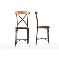 Baxton Studio Broxburn Light Brown Wood & Metal Bar Stool, PK2 -Kitchen & Dining Furniture Sales Store Wholesale20Interiors20Inc CDC222xxPP22