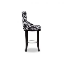 Baxton Studio Peace Patterned Upholstered Bar Stool with Metal Footrest -Kitchen & Dining Furniture Sales Store Wholesale20Interiors20Inc WSxx2075xxZebraxx3