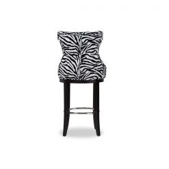 Baxton Studio Peace Patterned Upholstered Bar Stool with Metal Footrest -Kitchen & Dining Furniture Sales Store Wholesale20Interiors20Inc WSxx2075xxZebraxx5