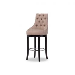 Baxton Studio Harmony Button-tufted Beige Upholstered Bar Stool with Footrest -Kitchen & Dining Furniture Sales Store Wholesale20Interiors20Inc WSxx2076xxBeigexx2