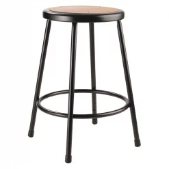 Nps Round Stool, Height Range 24", Masonite Board Black