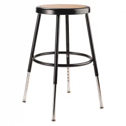 Nps Round Stool, Height Range 19" to 27", Masonite Board Black