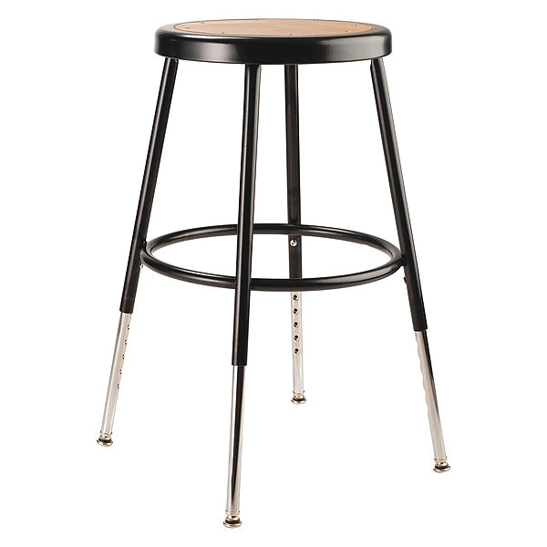 Nps Round Stool, Height Range 19" to 27", Masonite Board Black 3 Nps Round Stool, Height Range 19" to 27", Masonite Board Black