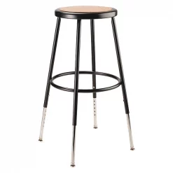 Nps Round Stool, Height Range 25" to 33", Masonite Board Black