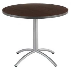 Iceberg Round CafÃ©Worksâ„¢ Table, Walnut - 36" Round x 29"H, 36" W, 29" H, Laminated Melamine Top, Walnut