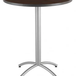Iceberg Round CafÃ©Worksâ„¢ Table, Gray - 36" Round x 42"H, 36" W, 42" H, Laminated Melamine Top, Grey