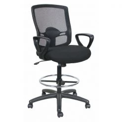 Alera Mesh Stool, Fixed Arms, Black