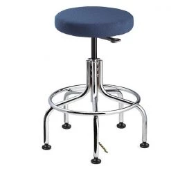 Bevco Navy Blue Fabric ESD Backless Stool, 24-29" Seat Ht.