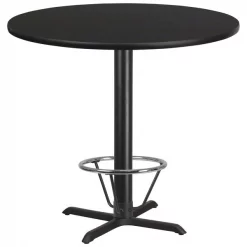 Flash Furniture Round Laminate Table, 42" W, 42" L, 43.125" H, Laminate Top, Wood Grain