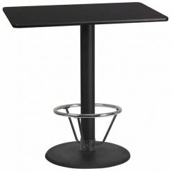 Flash Furniture Rectangle Table-RD Base, Laminate Blk, 24"X42", 24" W, 42" L, 43.125" H, Laminate Top, Wood Grain