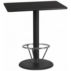 Flash Furniture Rectangle Table-RD Base, Laminate Blk, 30"X42", 30" W, 42" L, 43.125" H, Laminate Top, Wood Grain