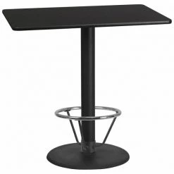Flash Furniture Rectangle Table-RD Base, Laminate Blk, 30"X48", 30" W, 48" L, 43.125" H, Laminate Top, Wood Grain