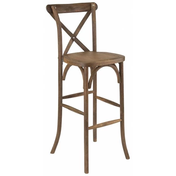 Flash Furniture Barstool, Antique, Cross Back 3 Flash Furniture Barstool, Antique, Cross Back