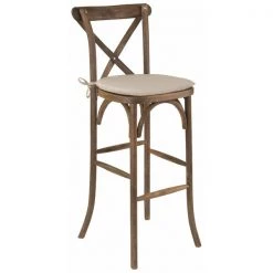 Flash Furniture Barstool, Cushion, Antique, Cross Back