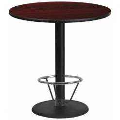 Flash Furniture Round Laminate Table, 42" W, 42" L, 43.125" H, Laminate Top, Wood Grain