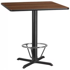 Flash Furniture Square Laminate Table, 42" W, 42" L, 43.125" H, Laminate Top, Wood Grain