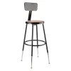 National Public Seating Round Stool with Backrest, Height 25" to 33"Black