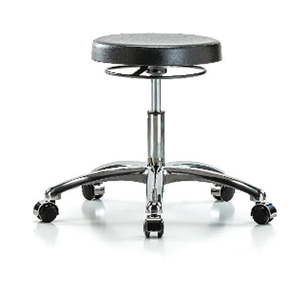 Blue Ridge Ergonomics Desk Stool, Chrome, Poly, Casters 3 Blue Ridge Ergonomics Desk Stool, Chrome, Poly, Casters