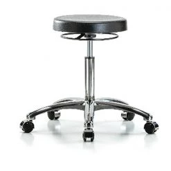 Blue Ridge Ergonomics Bench Stool, Med, Chrome, Poly, Casters