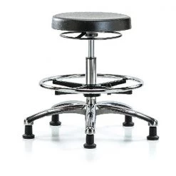 Blue Ridge Ergonomics Bench Stool, Med, Chrome, Poly, CF Glides