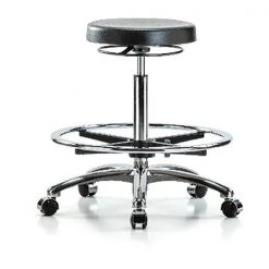 Blue Ridge Ergonomics Bench Stool, Hi, Chrome, Poly, CF Casters
