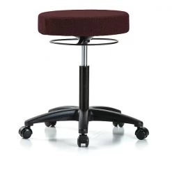 Blue Ridge Ergonomics Bench Stool, Med, Fabric, Casters, Bur