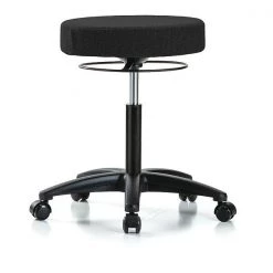 Blue Ridge Ergonomics Bench Stool, Med, Fabric, Casters, Blk