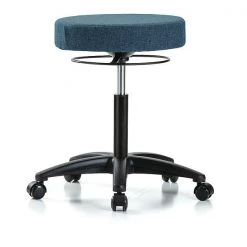 Blue Ridge Ergonomics Bench Stool, Med, Fabric, Casters, Blu